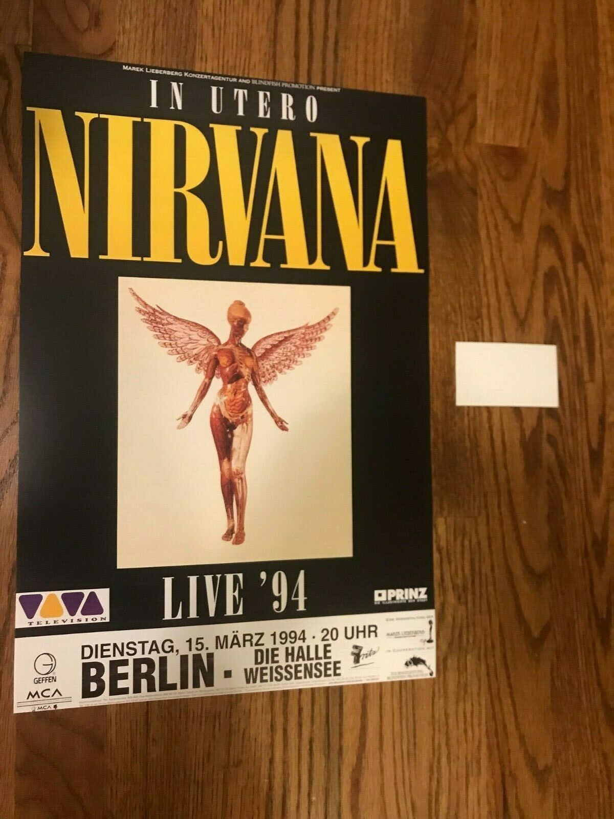 Nirvana Kurt Cobain In Utero Berlin Cancelled Show Cardstock Poster