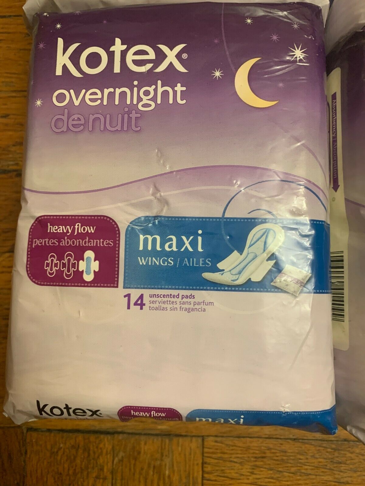 Kotex Maxi Pads,Heavy Overnight Security, 6 Packs of 14 Ct